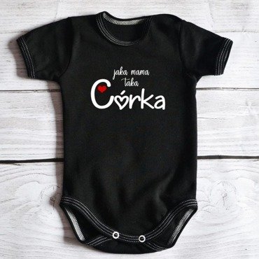 Body krótki rękaw "Jaka mama taka córka" Moocha czarne