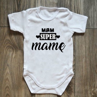 Body krótki rękaw "mam SUPER mamę" Moocha białe