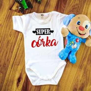 Body krótki rękaw "super CÓRKA" Moocha białe