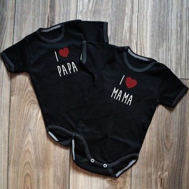 Dwupak body krótki rękaw "I <3 mama i papa" Moocha czarne