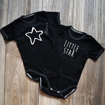 Dwupak body krótki rękaw "Little star" Moocha czarne