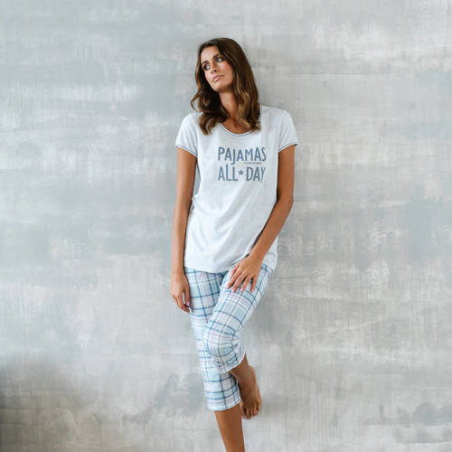 Glamour Piżama Damska krótki rękaw i 3/4 spodnie Italian Fashion - melanż/druk