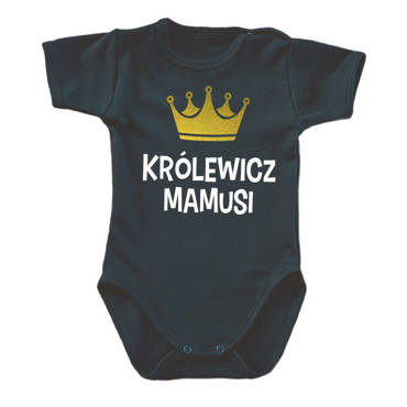 "KRÓLEWICZ MAMUSI" Body krótki rękaw Moocha czarny 