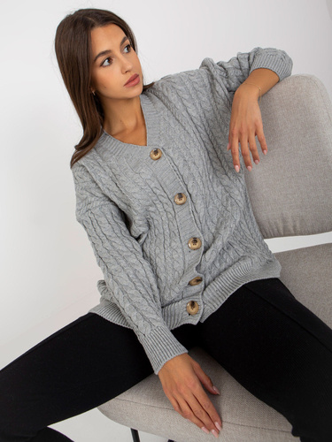 LC-SW-8008.80P Sweter rozpinany Paris - szary