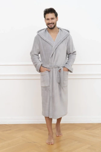Mimas Szlafrok męski z kapturem Italian Fashion- szary 