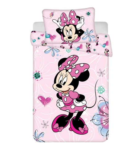 Minnie Flowers Pościel bawełniana Jerry Fabrics różowy 