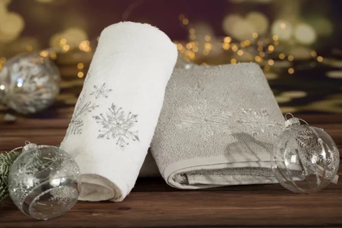 Santa 13 ręcznik świąteczny gwiazdki Eurofirany biały 