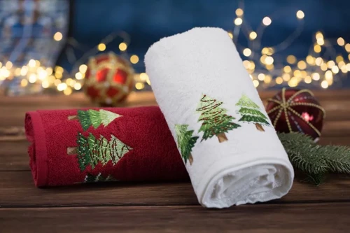 Santa 17 ręcznik świąteczny choinki Eurofirany biały 