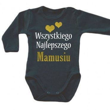 "Wszystkiego najlepszego MAMUSIU" Body długi rękaw Moocha czarny