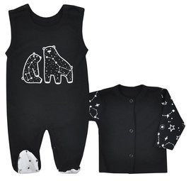 Zestaw śpioch i kaftan"UNIVERSE" Koala -czarny