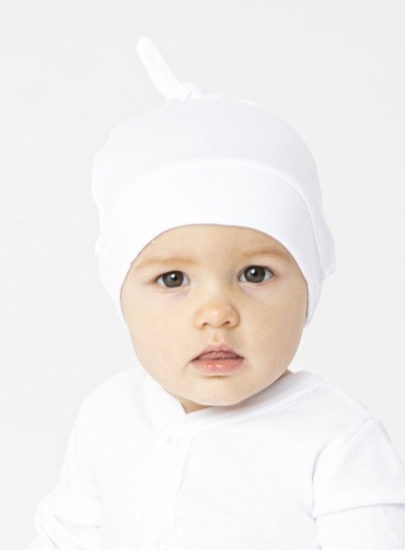 050 Czapeczka niemowlęca z węzełkiem "Basic" Nicol - biały