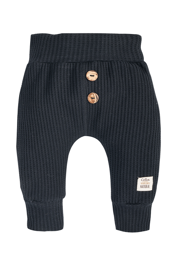 10249B "Natural Waffel" Spodnie niemowlęce dresowe Makoma black