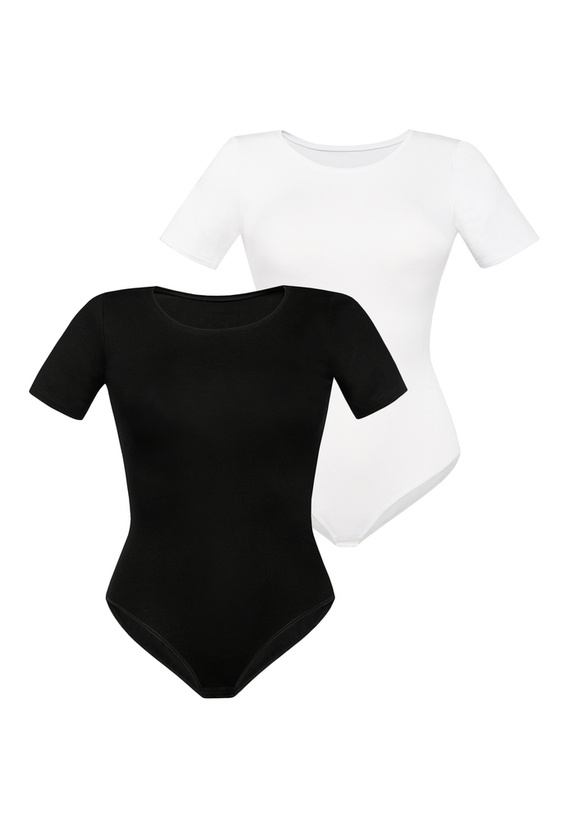 2403-2 Shirty Body damskie z krótkim rękawem 2-pack Teyli  czarny-biały 