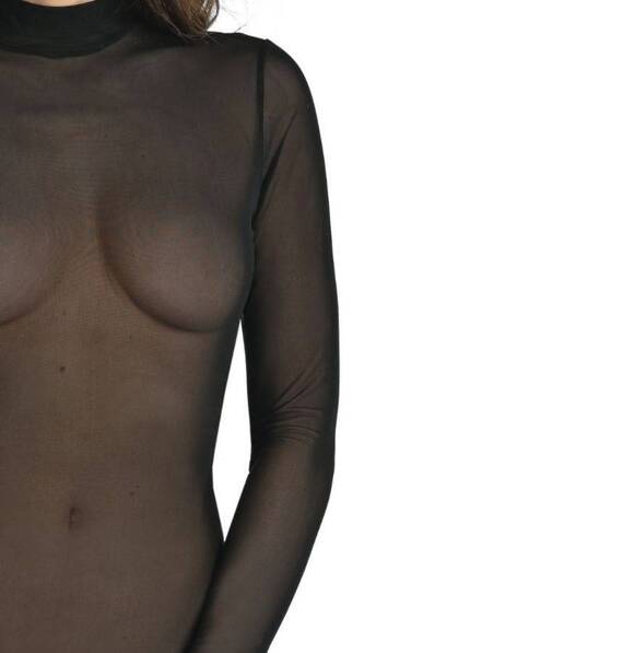 2435 Amy Body z transparentnej siateczki z półgolfem Teyli - black