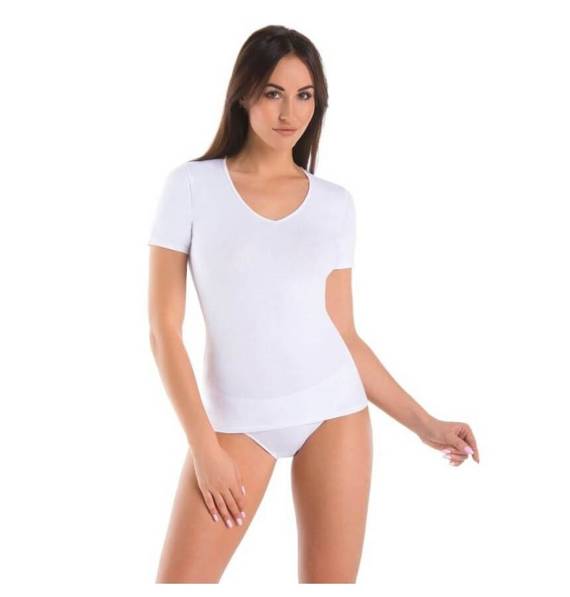 2501 Deko-V T-Shirt Bawełniany Teyli-biały