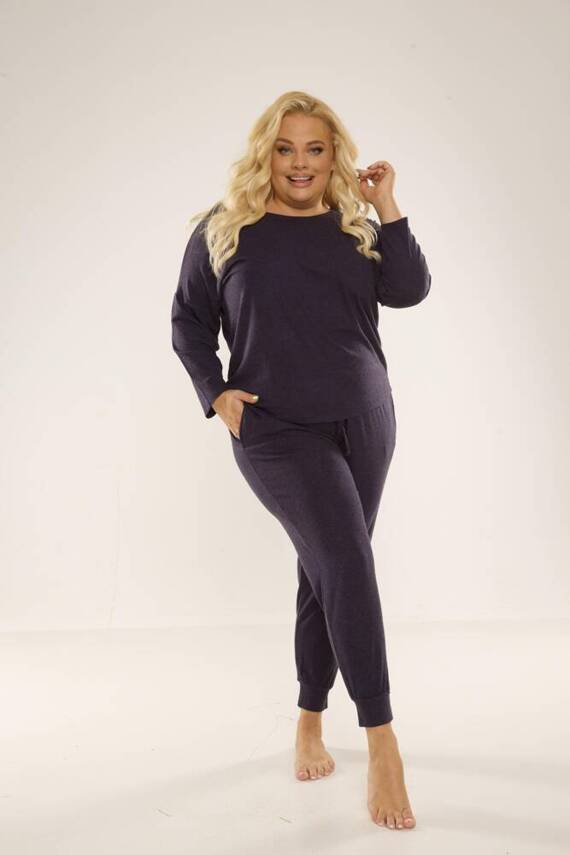 347 Paula Piżama Damska Plus Size De Lafense - granat