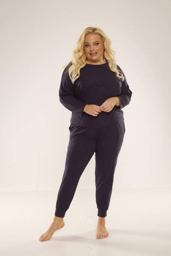 347 Paula Piżama Damska Plus Size De Lafense - granat