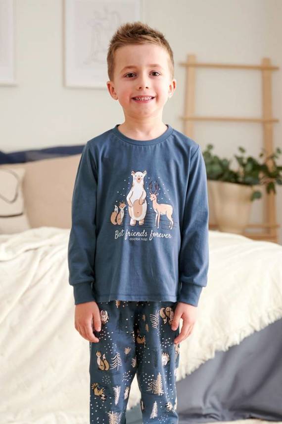 4324 "Animals" Piżama dziecięca Unisex Doctor Nap - deep blue