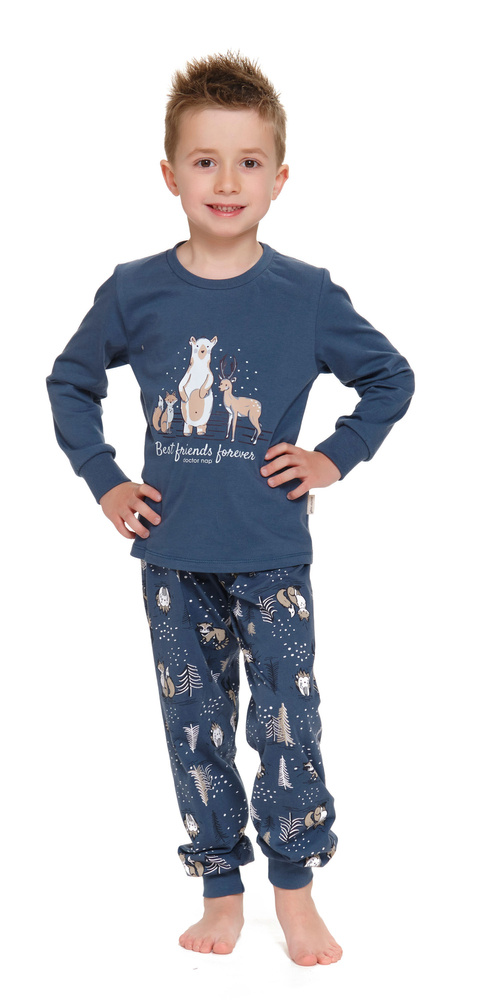 4324 "Animals" Piżama dziecięca Unisex Doctor Nap - deep blue