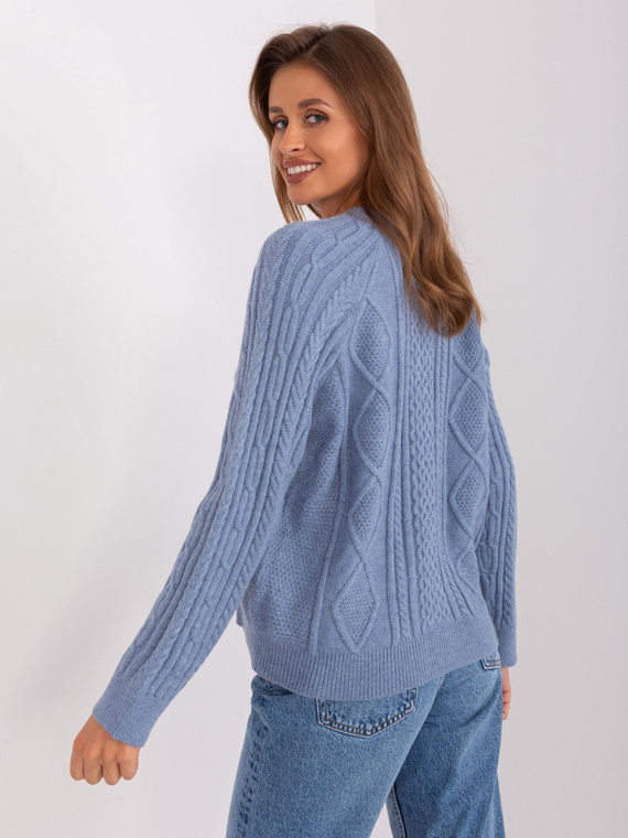 AT-SW-2346-2.99P Sweter rozpinany Paris - szaro-niebieski