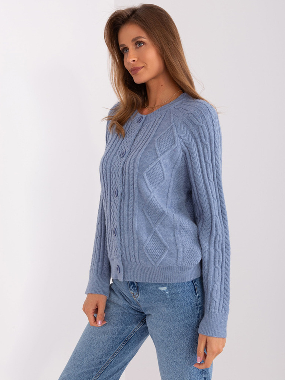 AT-SW-2346-2.99P Sweter rozpinany Paris - szaro-niebieski