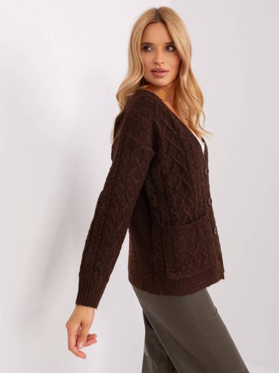 AT-SW-2358.31 Sweter rozpinany Paris - ciemny brązowy