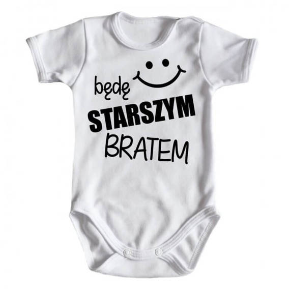 "Będę STARSZYM bratem v2" Body krótki rękaw Moocha biały