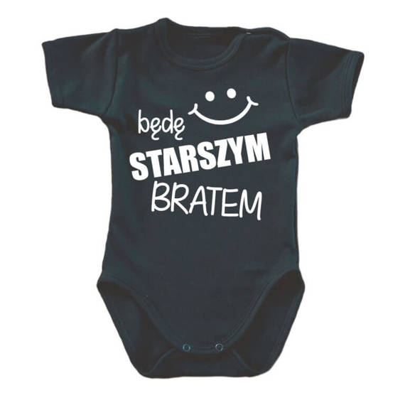 "Będę STARSZYM bratem v2" Body krótki rękaw Moocha biały