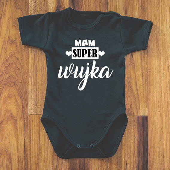 Body krótki rękaw "mam SUPER wujka" Moocha czarne