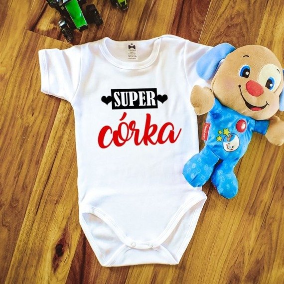 Body krótki rękaw "super CÓRKA" Moocha białe