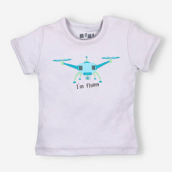 Drone T-shirt niemowlęcy z bawełny organicznej Nini szary 