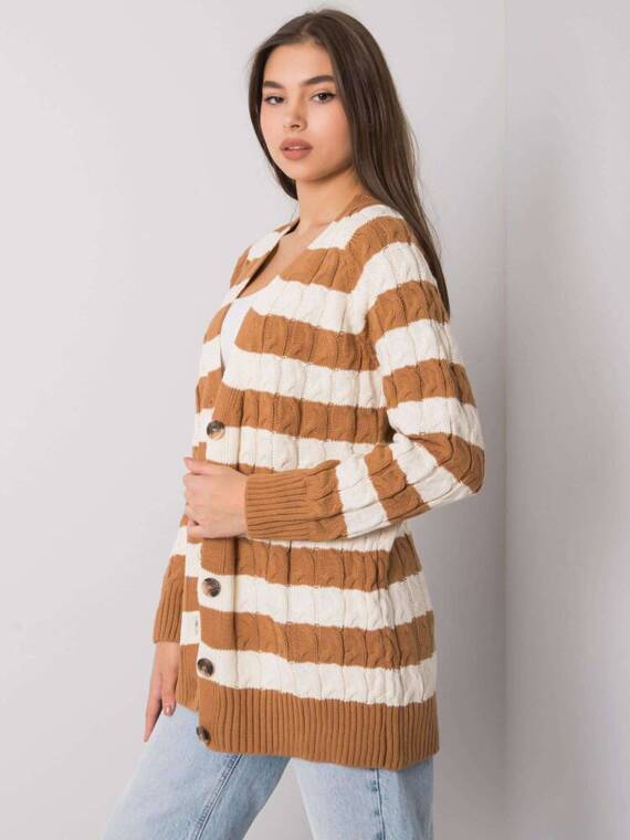 FE-SW-3358.13 Sweter rozpinany Paris - camelowy