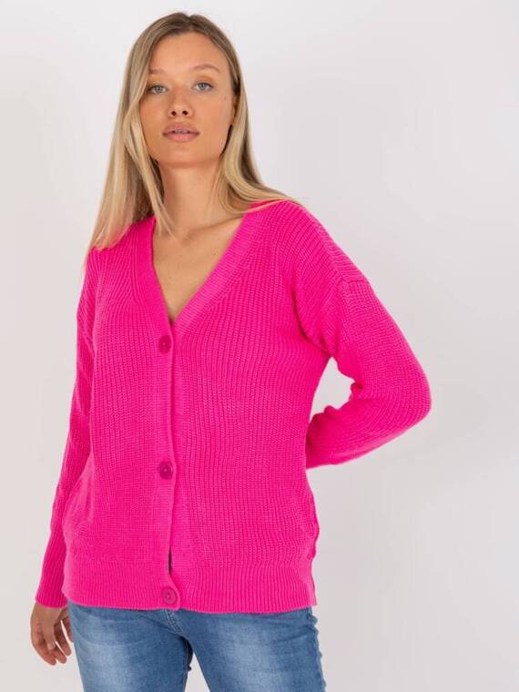 LC-SW-0321.06X Sweter rozpinany Paris - fluo różowy