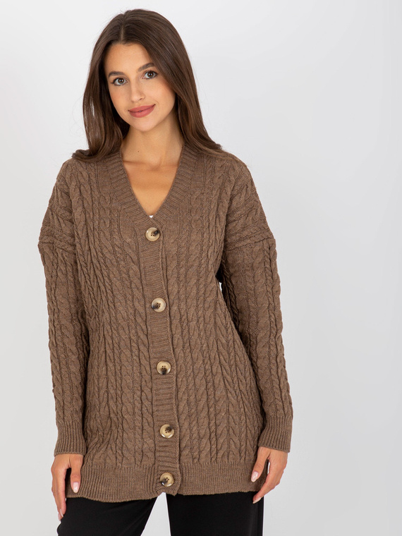 LC-SW-8008.80P Sweter rozpinany Paris - brązowy