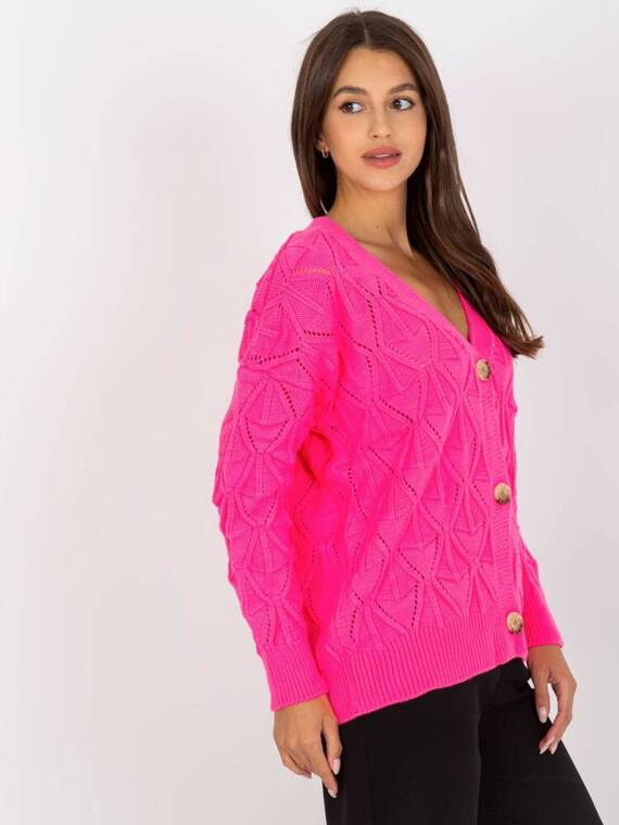 LC-SW-8035.06X Sweter rozpinany Paris - fluo różowy