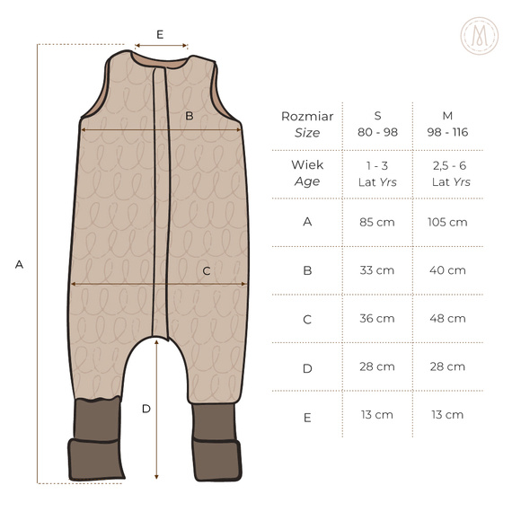 Latte Śpiworek z nogawkami Makaszka