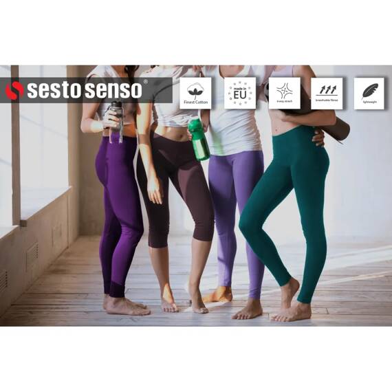 Legginsy damskie sportowe bawełniane kryjące 3/4 Sesto Senso miętowy