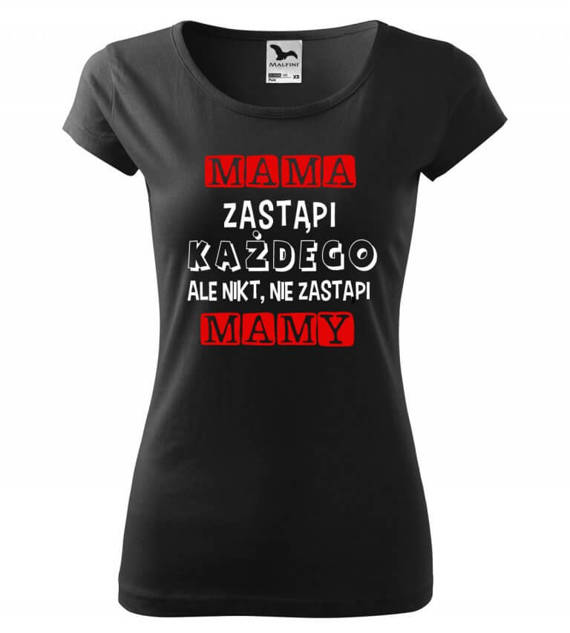 "MAMA zastąpi każdego, ale nikt nie zastąpi MAMY" koszulka damska Moocha czarny