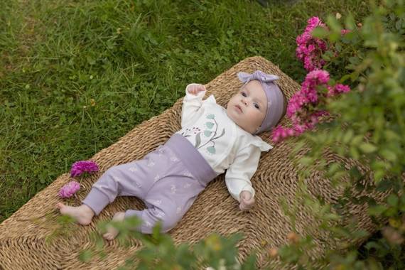 "My Garden" Legginsy niemowlęce Pinokio - fiolet druk 