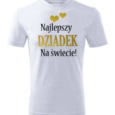 "Najlepszy DZIADEK NA ŚWIECIE – złoty nadruk" koszulka męska Moocha biały