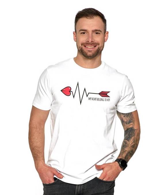 OTS1200-523 T-shirt bluzka męska walentynkowa Moraj - biały