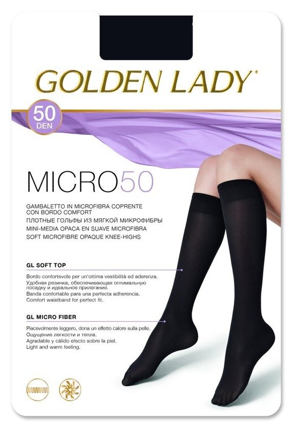 Podkolanówki Micro 50 den Golden Lady marrone scuro/odc.brązowego	