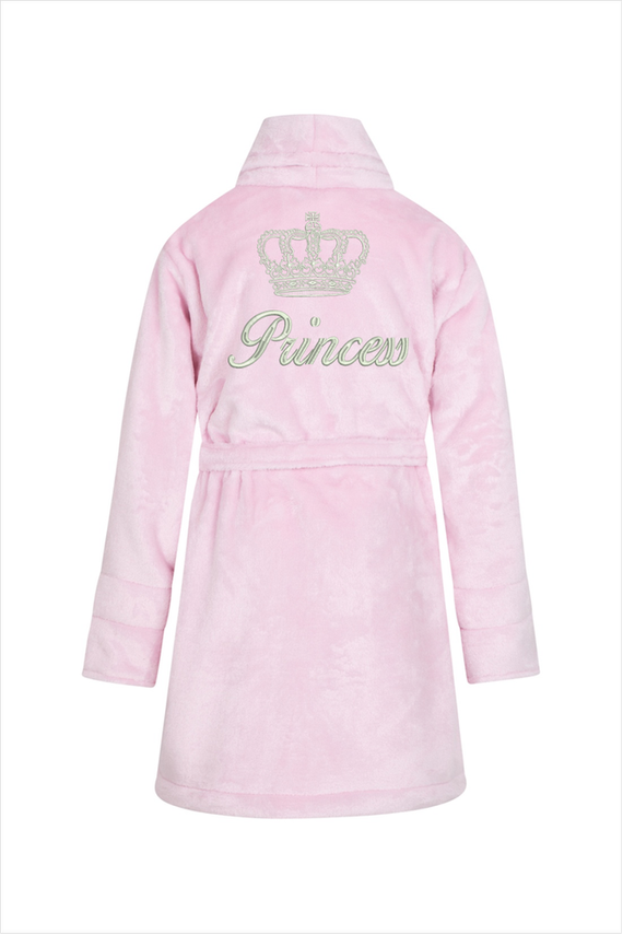 Princess + korona Szlafrok dziecięcy polarowy ByShelly - jasny różowy/srebrny