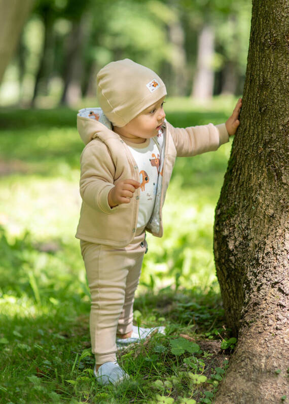 Psiaki Czapka z bawełny organicznej Nini beżowy