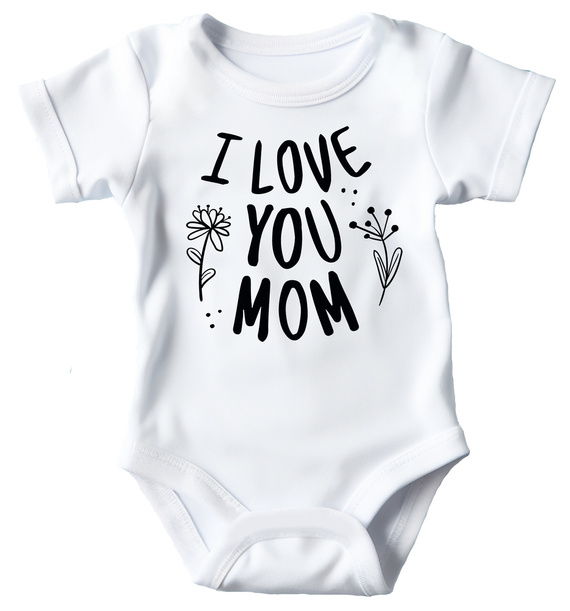 SKU A040 "I love you mom" Body krótki rękaw Moocha biały