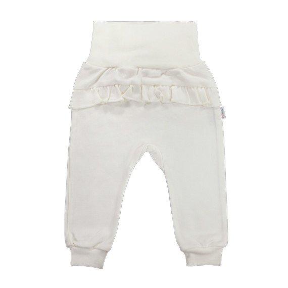 SPF003 Basic Spodnie niemowlęce z falbanką Mamatti - ecru