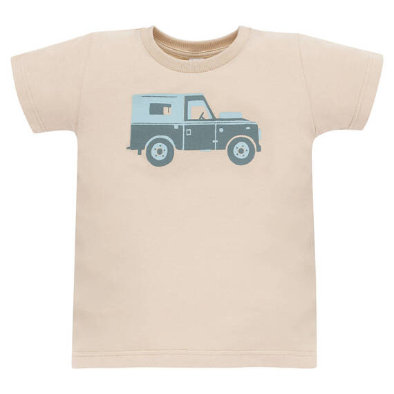 Safari T-shirt z nadrukiem Pinokio - beżowy auto 