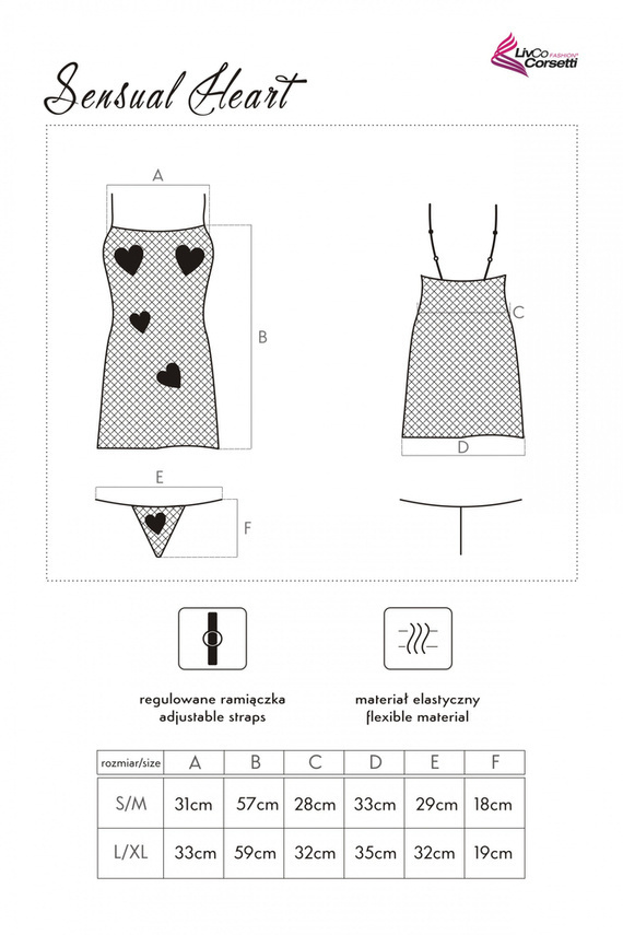 Sensual Heart LC 90005 Komplet, koszulka i stringi LivCo Corsetti Fashion  