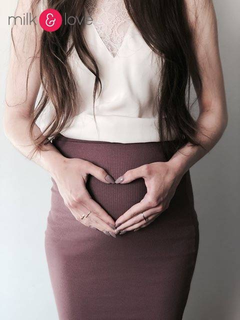Spódnica ciążowa Tummy z dzianiny w prążki Milk&Love beżowy