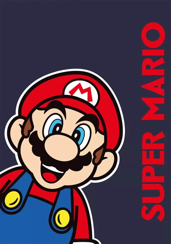 Super Mario 028 Kocyk polarowy pled dziecięcy Faro granatowy 